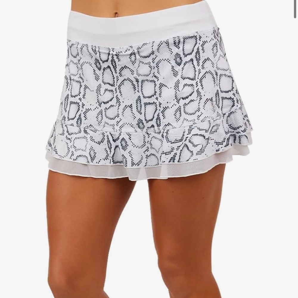 Sofibella 13” UV Tennis Pickleball Skirt Small White & Black Snake Print Worn 1x